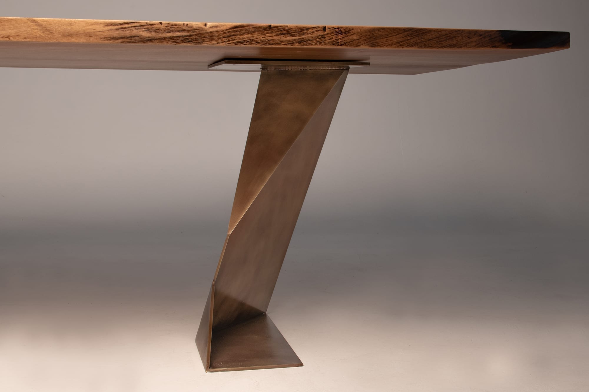 Walnut and online brass dining table